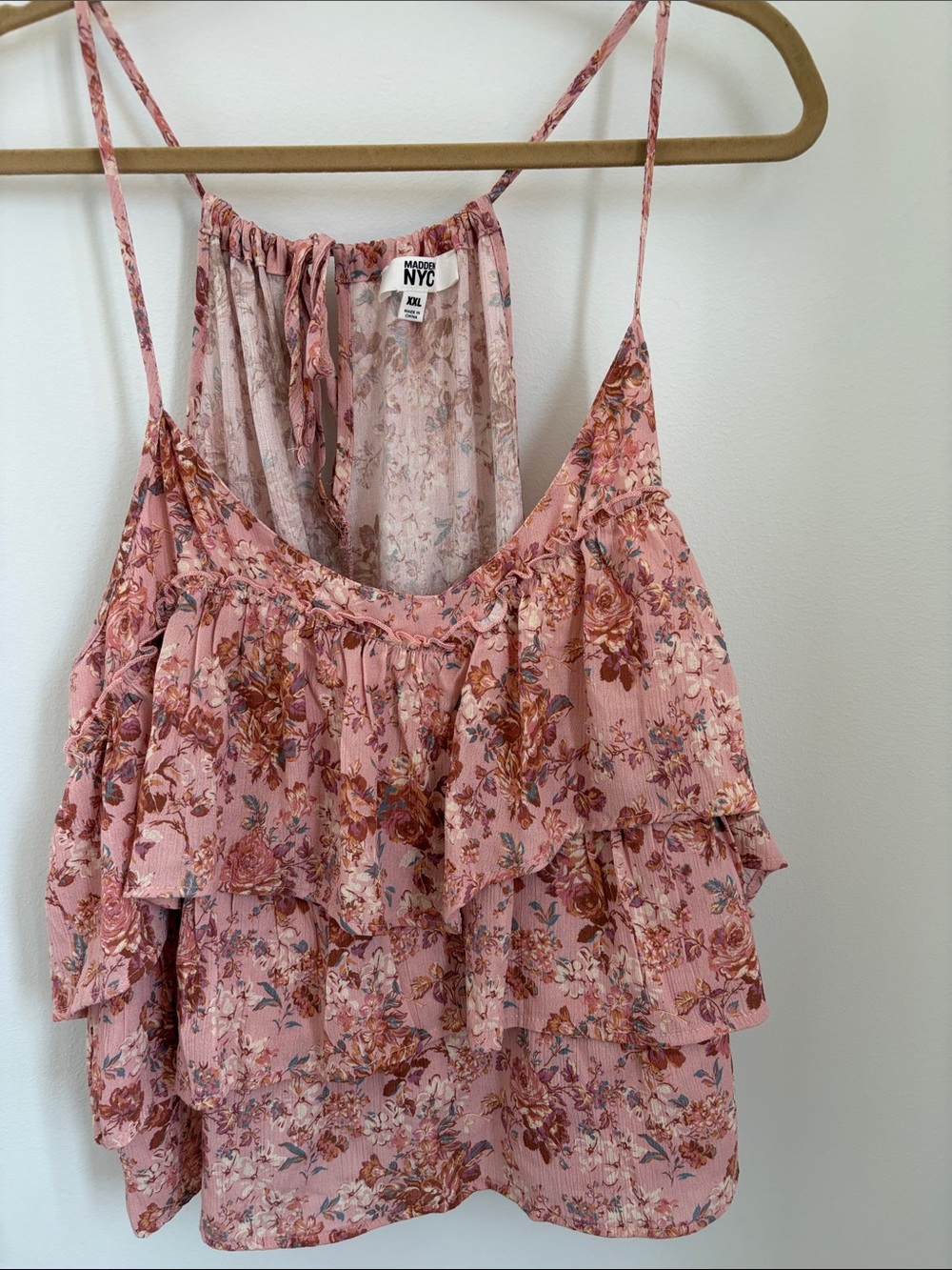 NWT Madden NYC Pink Floral Tiered Ruffle Camisole